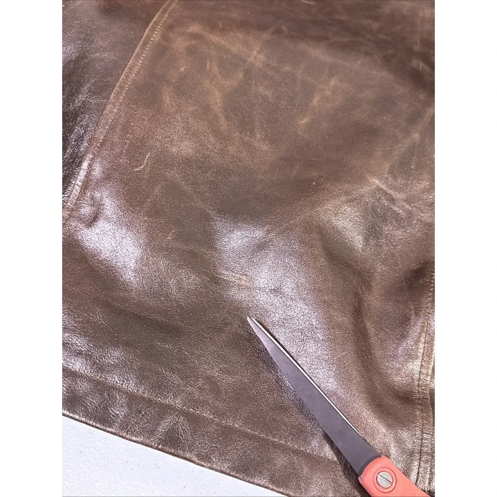 M. Julian Wilsons Leather Jacket Mens Size Extra Large Brown Quilted Liner